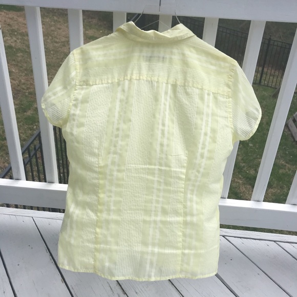 Petite Large Tommy Bahama yellow shirt casual resort wear pale short sleeve - Picture 3 of 5